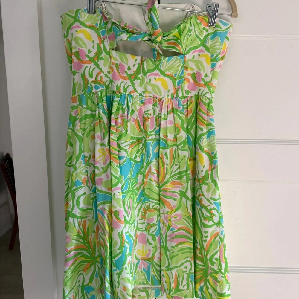 Lilly Pulitzer Strapless Dress in Lime, Aqua & Pink Floral - Picture 2 of 3